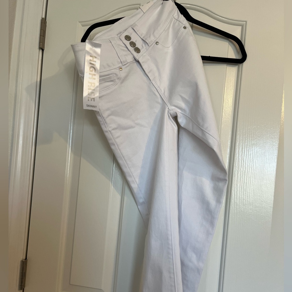 High-Rise White Skinny Jeans
